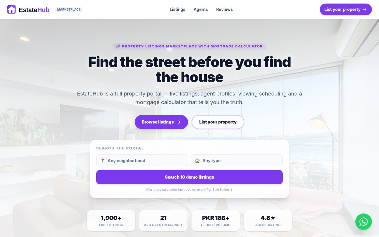EstateHub website preview