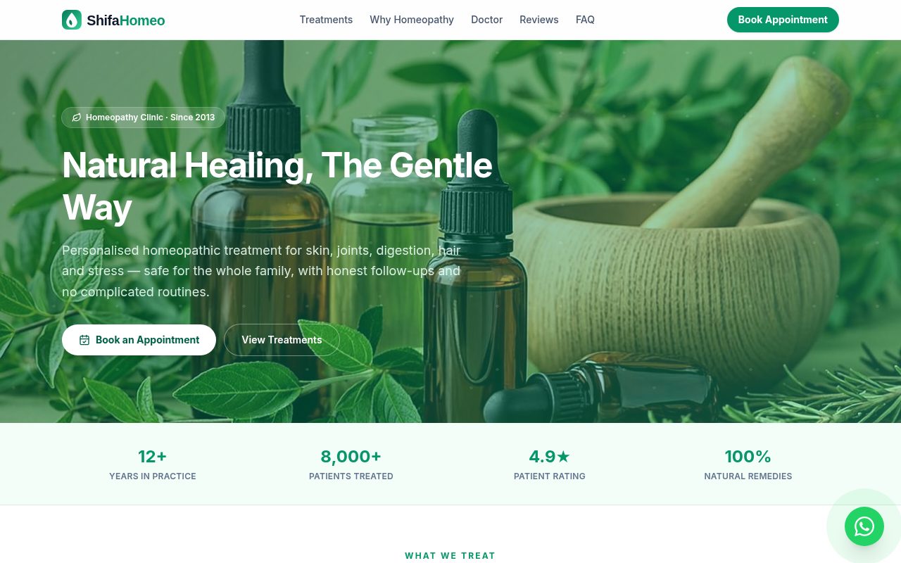 Shifa Homeo website preview